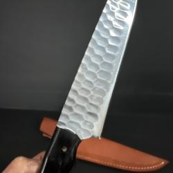 couteau de Cuisine Fait &Agrave; Main Lame Acier D2 Manche En corne de Buffle 15