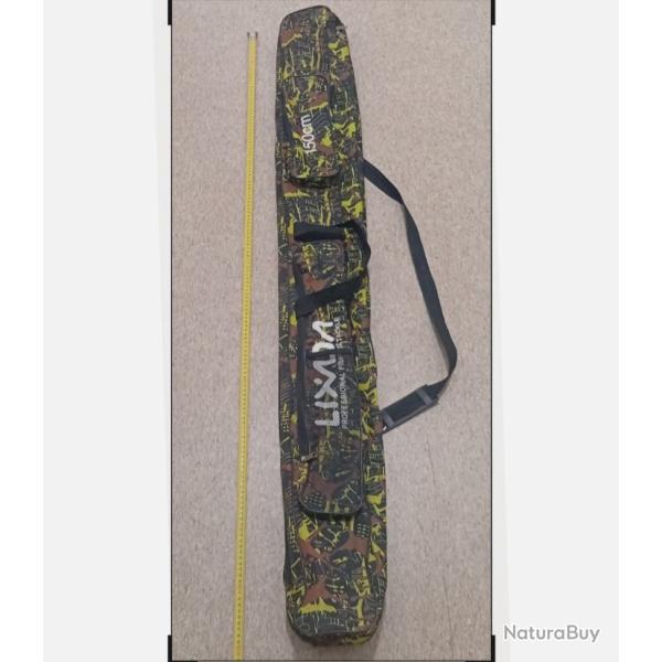 Superbe grand tui camouflage. Marque de pche professionnelle. 4 compartiments + filet