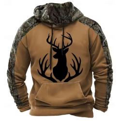 Pulls chemise à capuche camouflage motif cerf automne hiver décontracté.A9
