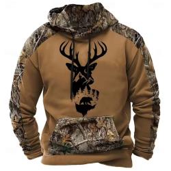 Pulls chemise à capuche camouflage motif cerf automne hiver décontracté.B