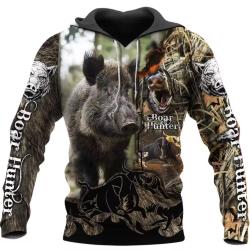 Pulls chemise à capuche camouflage motif sanglier automne hiver décontracté.c