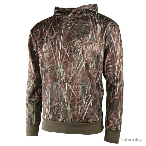 Sweat � capuche enfant poche repose main camo roseaux