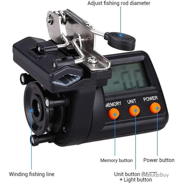 Compteur de Longueur de Ligne Numrique exprim en Mtre Eclair Canne  Pche 199.9m-999.9m