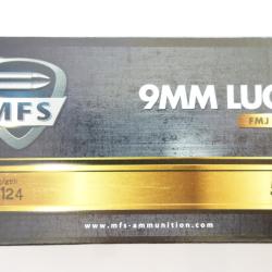 Lot de 500 Munitions MFS cal.9mm luger FMJ  8.0/124gr