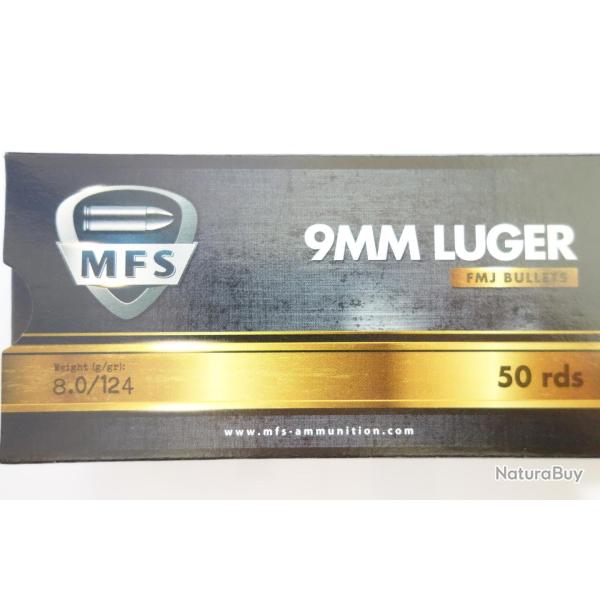Lot de 500 Munitions MFS cal.9mm luger FMJ  8.0/124gr