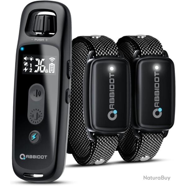 Deux Colliers de Dressage pour Chiens 4 Modes Port�e 1000m �tanche IPX7 Rechargeable Veilleuse