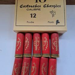 Boîte de10 belles cartouches anciennes cal 12 ,"POMMIER à  RAMBOUILLET" douilles cartons