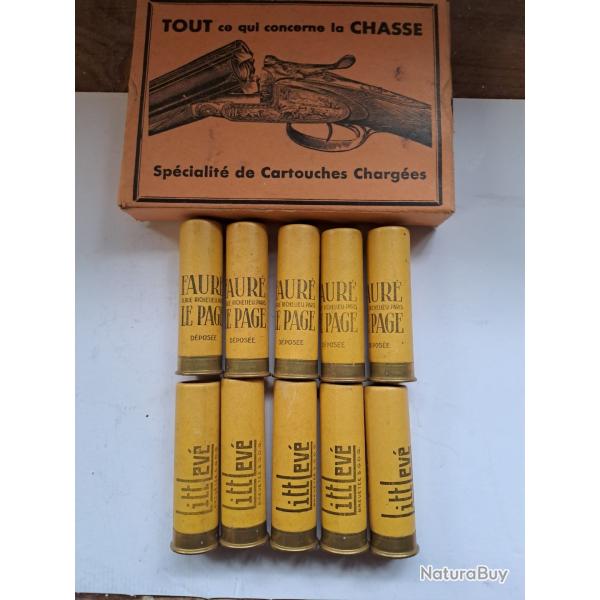 Bote de 10 belles cartouches anciennes cal 20 douilles cartons  FAURE LE PAGE