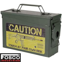 Bo&icirc;te de rangement type bo&icirc;te &agrave; munitions Cal. 30mm - Caution Risk