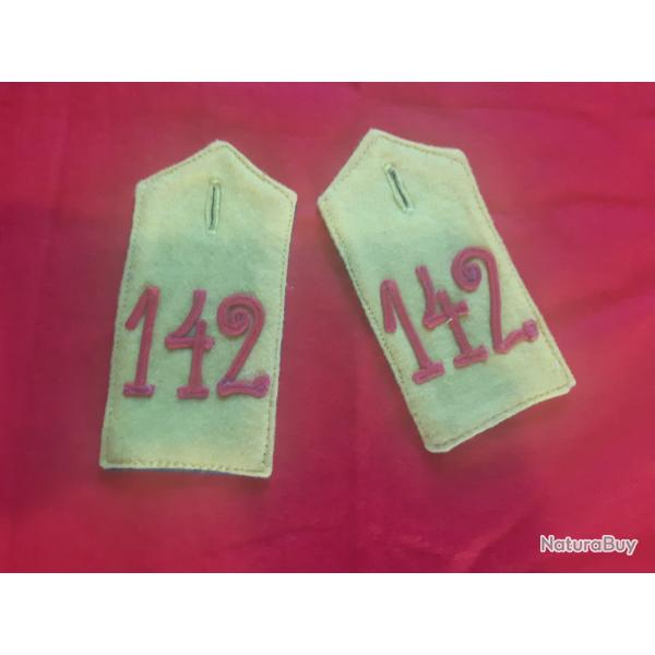 Paire de Pattes d'Epaule 1895 de l'I.R.142 Mlhausen (Mulhouse en 1914)