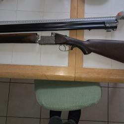 Fusil Superposé calibre 12 BOUCHER artisan SAINT ETIENNE, belles gravures manuelles signées PETIOT