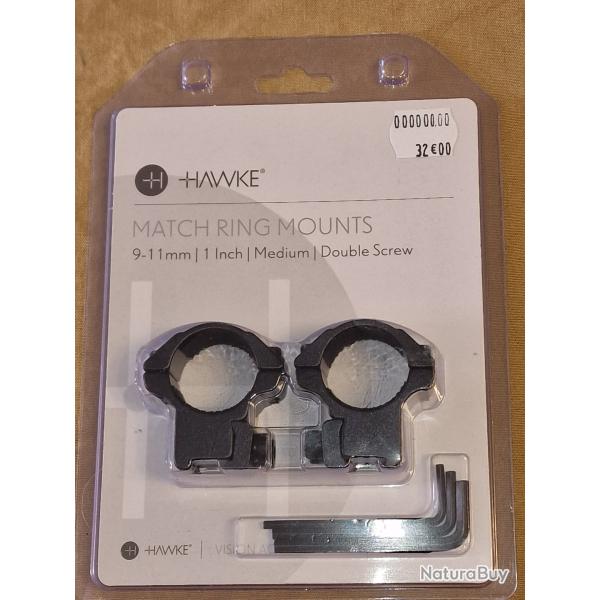 Hawke Match Ring Mounts 9 11mm moyen 25,4mm (1") HILMAR SUPER DESTOCK !!!
