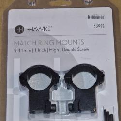 Hawke Match Ring Mounts 9 11mm haut 25,4mm (1") HILMAR SUPER DESTOCK !!!