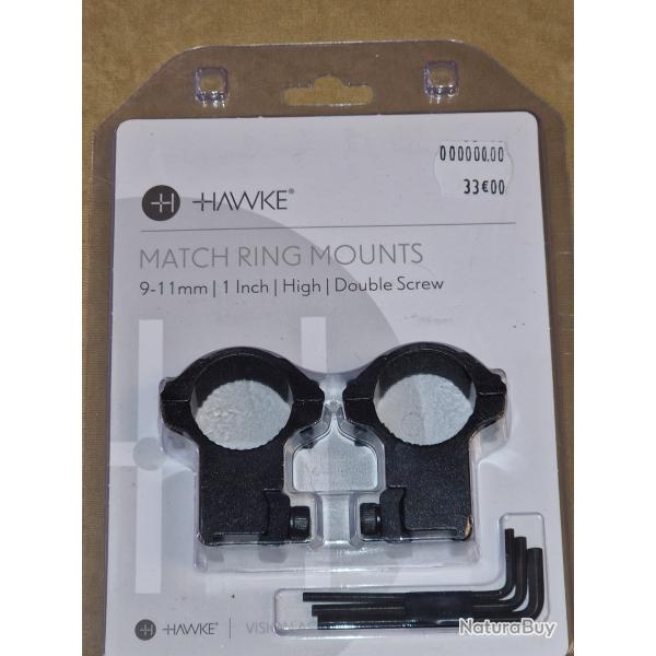 Hawke Match Ring Mounts 9 11mm haut 25,4mm (1") HILMAR SUPER DESTOCK !!!
