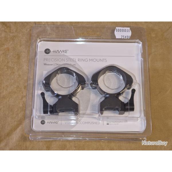 Hawke Precision Steel Ring Mounts Weaver moyen 34mm HILMAR SUPER DESTOCK !!!