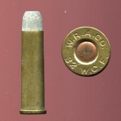 .32 WCF Black Powder Mle 1882 voir photos cartouche démontée - marquage : W.R.A.Co. .32 W.C.F.
