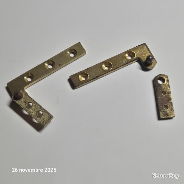 Charnire pivot pour porte de meuble ancien, en laiton poli et d'poque