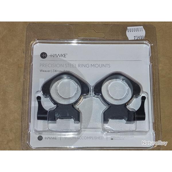 Hawke Precision Steel Ring Mounts Weaver bas 34mm HILMAR SUPER DESTOCK !!!
