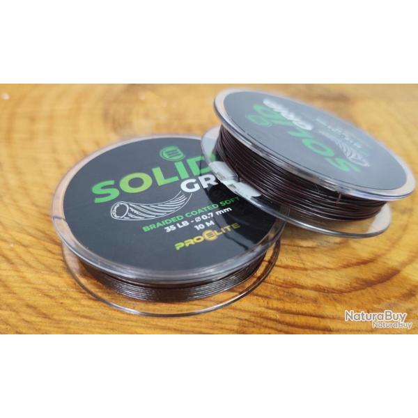 Tresse gain�e Pro �lite baits SOLID GRIP BRAIDED COATED SOFT - 10M/0,70mm brown