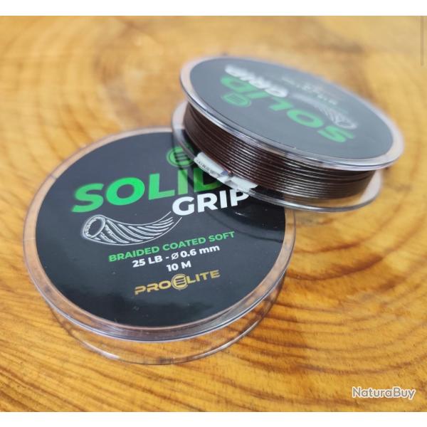 Tresse gaine Pro lite baits SOLID GRIP BRAIDED COATED SOFT - 10M/0,60mm brown