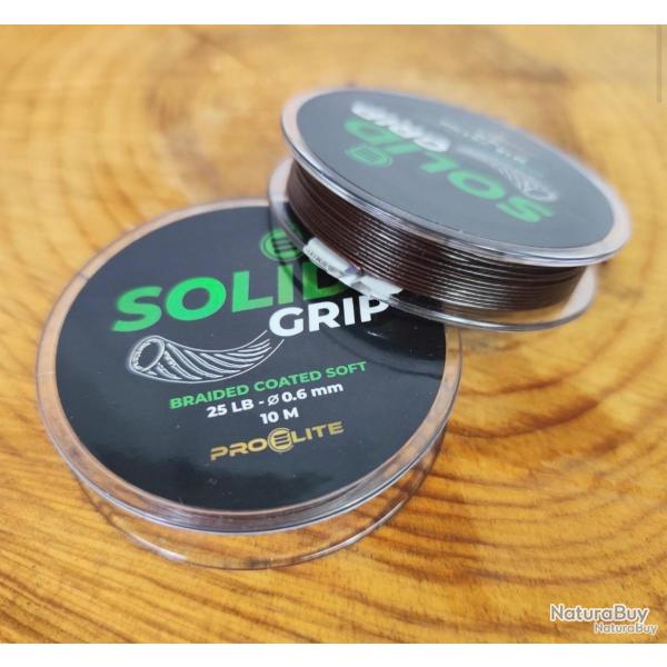 Tresse gain�e Pro �lite baits SOLID GRIP BRAIDED COATED SOFT - 10M/0,60mm brown