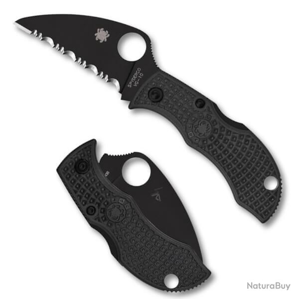 Couteau pliant dent Spyderco ManBug Wharncliffe tout noir MBKWSBK