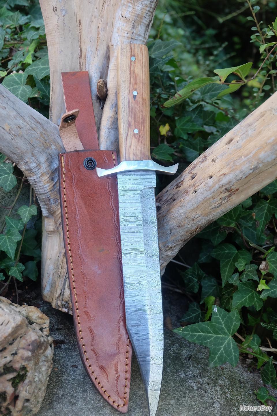 NA1 SDM, couteau Bowie à lame fixe de 43,2 cm, couteau de chasse, manche en cuir, couteau crocodile Dundee, survie, peau, camping et autodéfense, argent, SDM-086