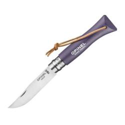 Couteau Opinel N° 7 "Colorama" VRI violet gris + lien Baroudeur 92204