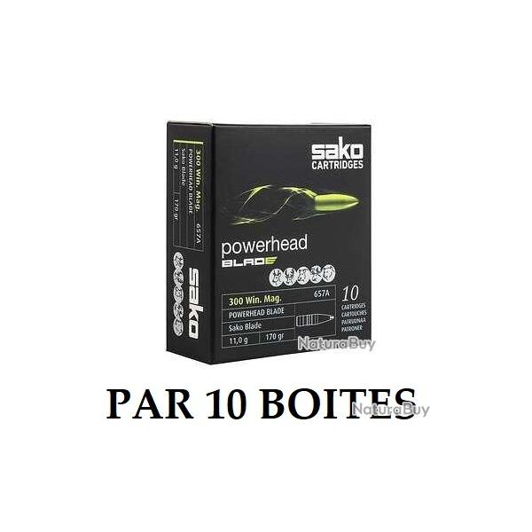 10 Boites de 10 Balles Sako 300 Win Mag Powerhead Blade 170gr
