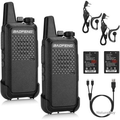 Talkies-walkies Longue Portée PMR446 – 16 Canaux, Batterie Rechargeable 1500 MAh – Pour Randonnée, événements, Professionnel