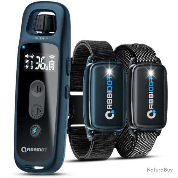 2 Pcs Kit Colliers de Dressage pour Chiens Porte 1000m tanche IPX7 4 Modes Rechargeable Veilleuse