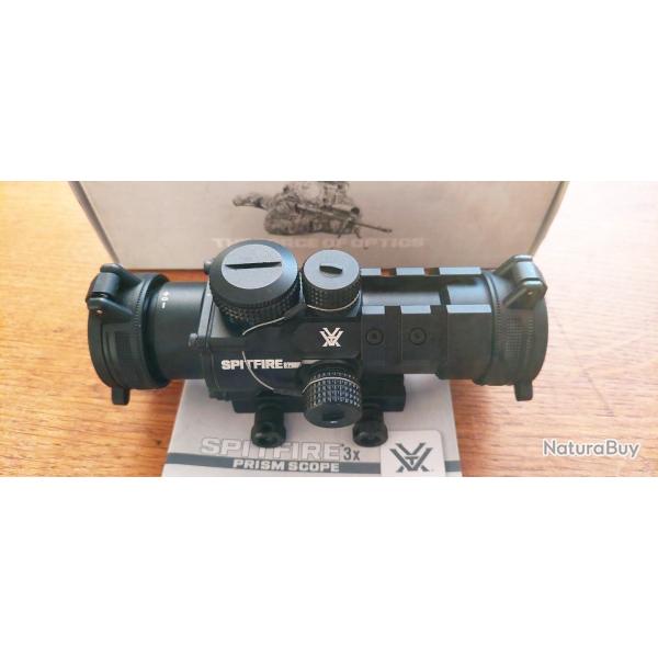 LUNETTE-POINT ROUGE MARQUE VORTEX model SPITFIRE 3X-EBR 556 POUR PLATEFORMES 5.56. RETICULE GRAVE