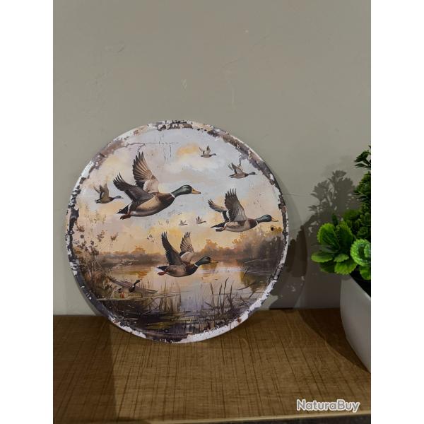 Plaque m�tallique, d�corative, motif colvert ...ENCHERE 1 EURO