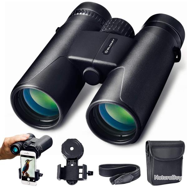 Jumelles Professionnelles Adultes Prismes BAK4 Adaptateur Mobile Puissantes 10x42 HD FMC tanche