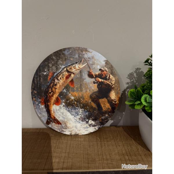 Plaque m�tallique, d�coration, motif BROCHET....ENCHERE 1 EURO