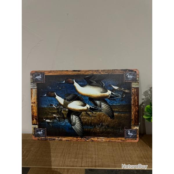 Plaque m�tallique, d�corative, VOL DE CANARD.....ENCHERE 1 EURO