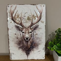 Plaque métallique, décorative, TETE DE CERF......ENCHERE 1 EURO