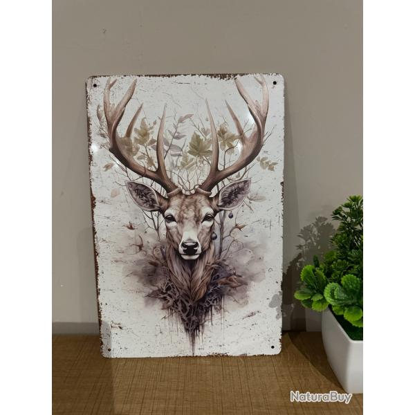 Plaque mtallique, dcorative, TETE DE CERF......ENCHERE 1 EURO