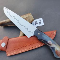couteau de Cuisine Fait À Main Lame Acier D2 Manche En Corne de Buffle 128