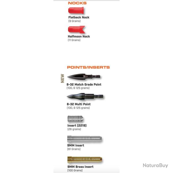 Lot de traits aluminium Easton XX75 Magnum pour arbal�tes Encoche demi-lune 20 pouces x6 Plumes 4 po