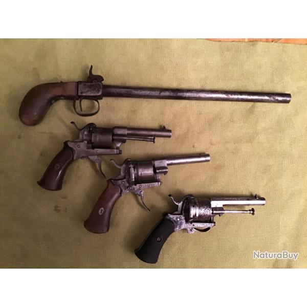 LOT DES 3 RVOLVERS A BROCHES ET UN  PISTON