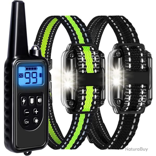 2x COLLIERS DE DRESSAGE POUR CHIEN TOUTES TAILLES - PORTEE 800m - LIVRAISON GRATUITE