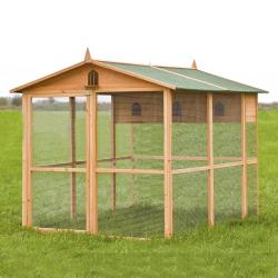 Pigeonnier bois 3 cases avec voli&egrave;re galvanis&eacute;e - 130 x 160 cm