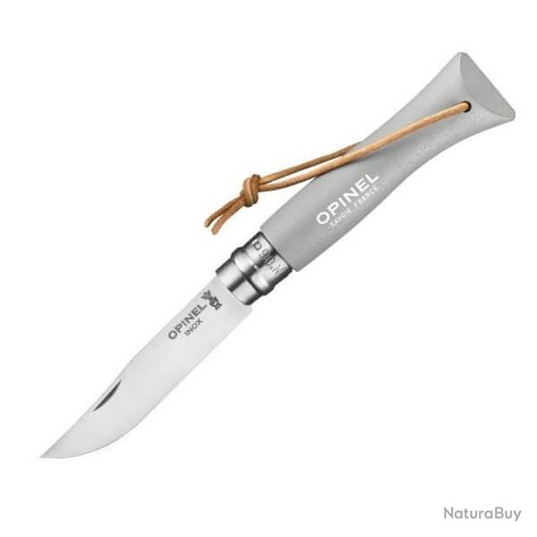 Couteau Opinel N 6 "Colorama" VRI gris nuage + lien Baroudeur 92202