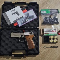 Pistolet Umarex Alarme 9mm PAK WALTHER P88 SILVER WOOD BOIS 10 COUPS