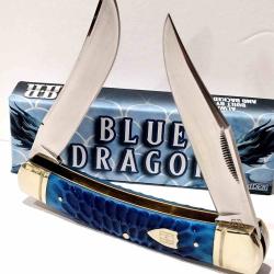 Couteau Rough Rider Large Moose Blue Dragon Bone Lame Acier Inox Manche Os Slip Joint RR2716