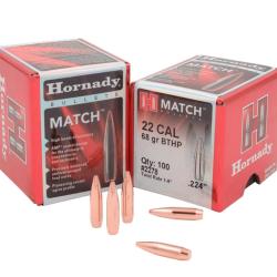 Ogives HORNADY BTHP MATCH cal .22 (.224) - 68grs - 2278 - Boite de 100 unit&eacute;s
