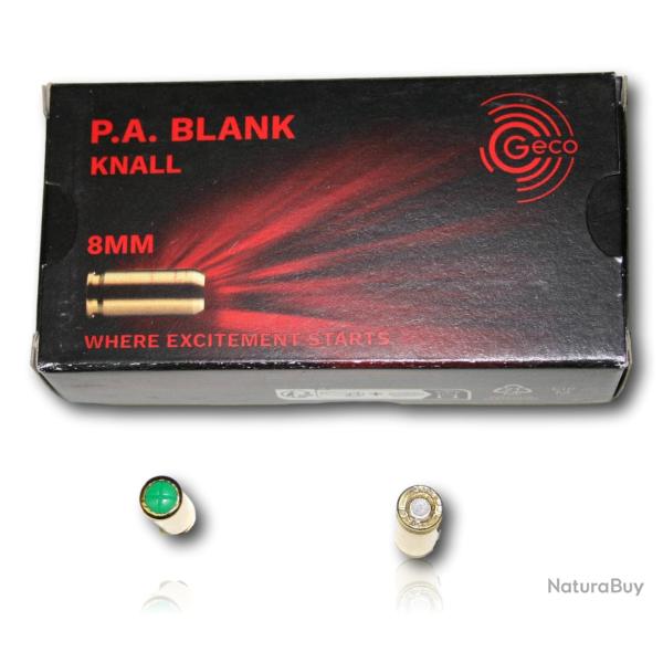 MUNITIONS GECO CAL. 8MM A BLANC X50 POUR PISTOLET