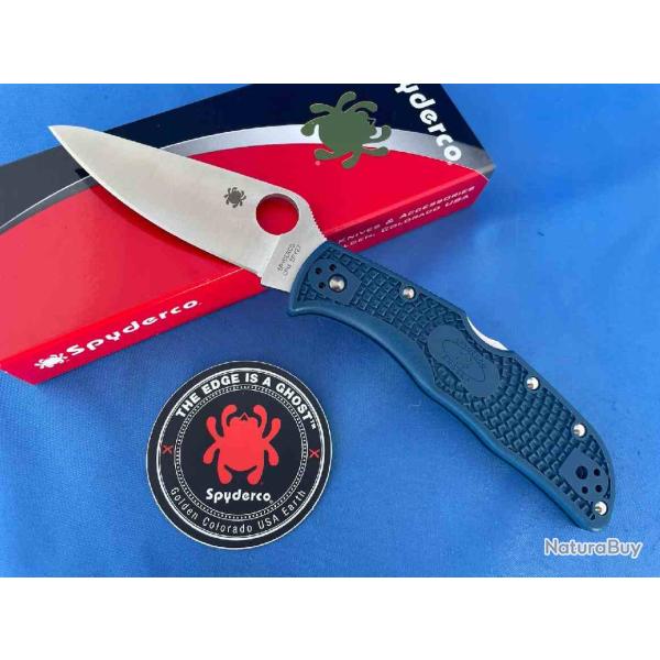 Couteau Spyderco Endela Lightweight Lame Acier CPM SPY27 Manche FRN Bleu Cobalt Japan SC243PCBL