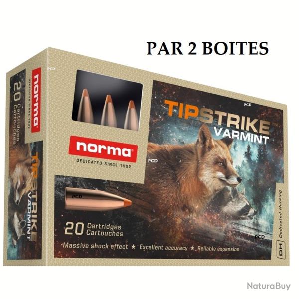 2 Boites de Balles Norma cal 222 Rem Tipstrike Varmint 55gr